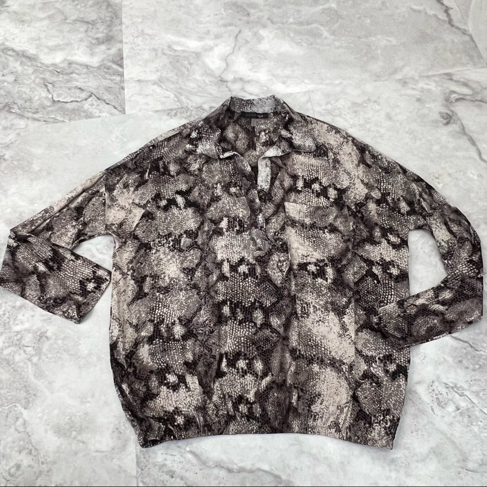 Anama Night‎ Snake Print Chiffon Blouse Top Size Small S